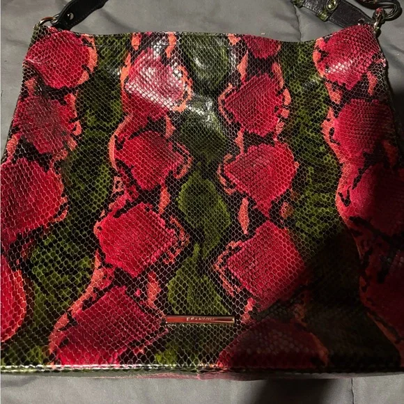 Brahmin red garland Snake Print Bag - Picture 1 of 7
